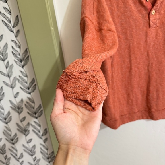 Free People FP Beach Sleep To Dream Henley Pullover Sweater Orange S - Picture 5 of 6